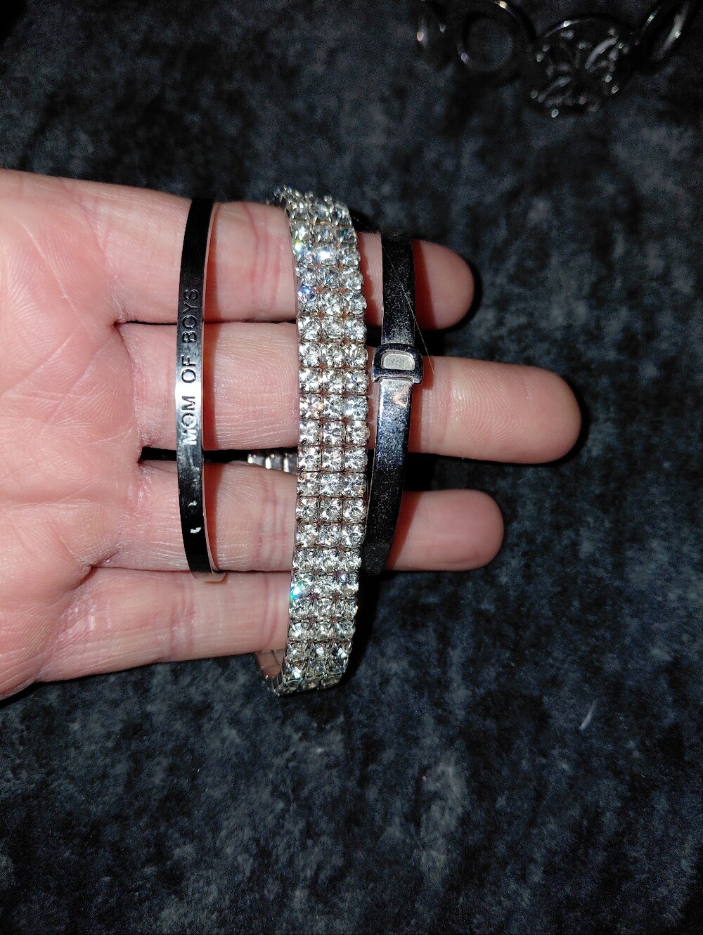 Vintage Silver Tone Bracelet Bundle 5pc Rhinestone Cuff Bangle Y2K Statement CC - Picture 7 of 16